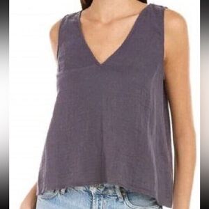 JOHNNY WAS CALME Double V-Neck Sleeveless Drape Tank in Graphite Sz S NWT Cotton